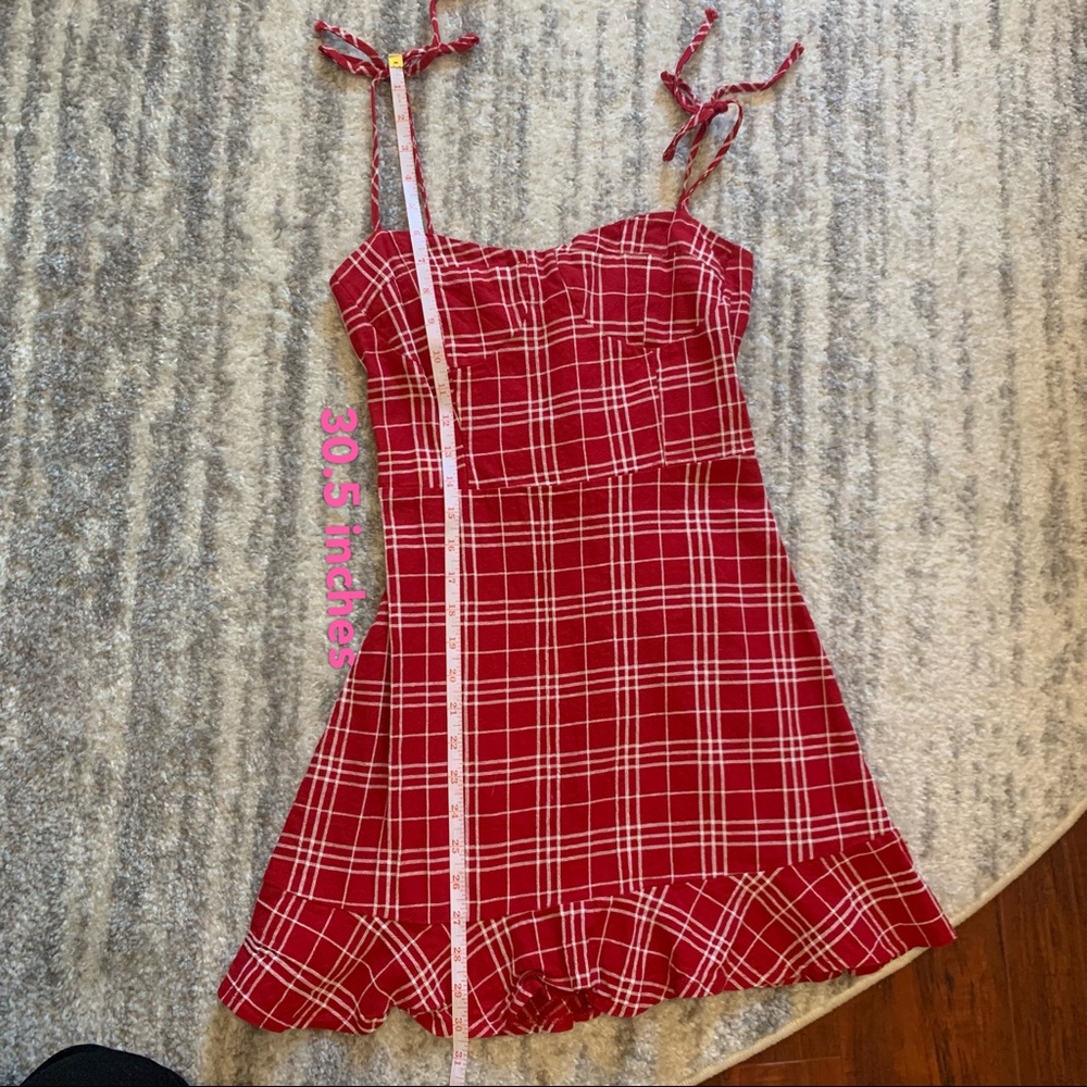 100% cotton red mini dress
